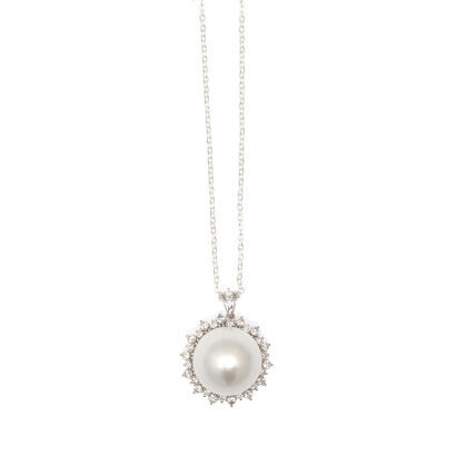 18ct White Gold South Sea Pearl and Diamond Pendant