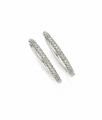 A Pair of White Gold and Diamond Hoop Earrings