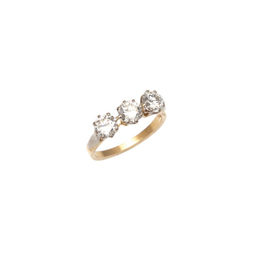 18ct Yellow and White Gold Three Stone Diamond Ring