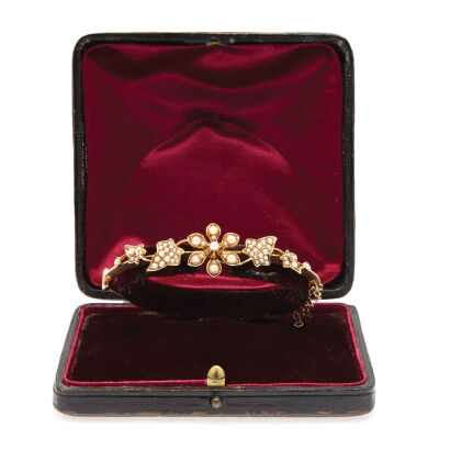 A Victorian Seed Pearl Bangle 