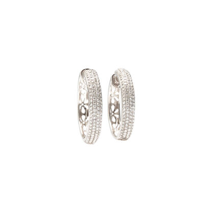 A Pair of 18ct White Gold Pave Diamond Hoop Earrings