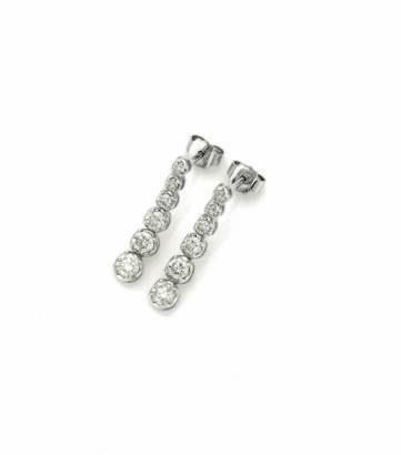 A Pair of White Gold and Diamond Drop Earrings