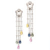 A Pair of 14ct White Gold Diamond and Fancy coloured Sapphire Earrings