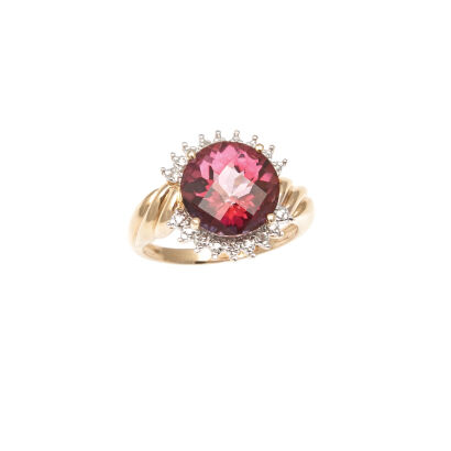 14ct Pink Topaz and Diamond Ring