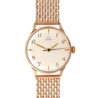 A Rose Gold Omega Wristwatch