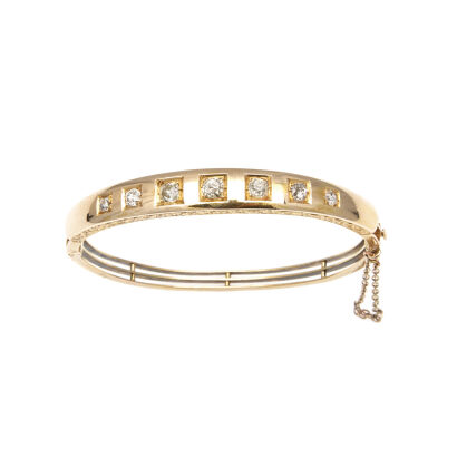 A Victorian Gold and Diamond Bangle 