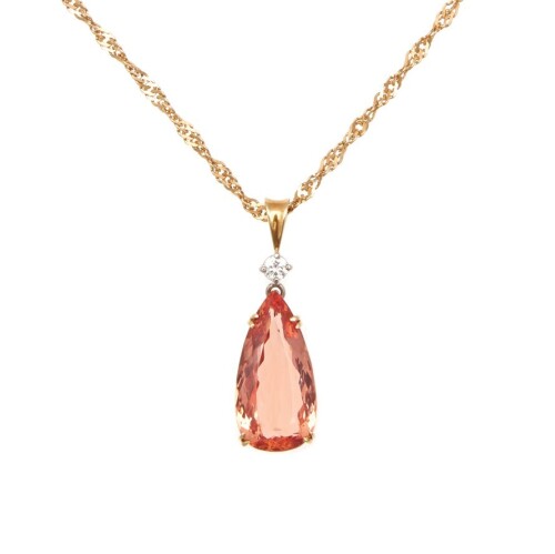 18ct Imperial Topaz and Diamond Pendant 