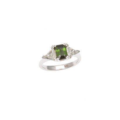 14ct White Gold Tourmaline and Diamond Ring