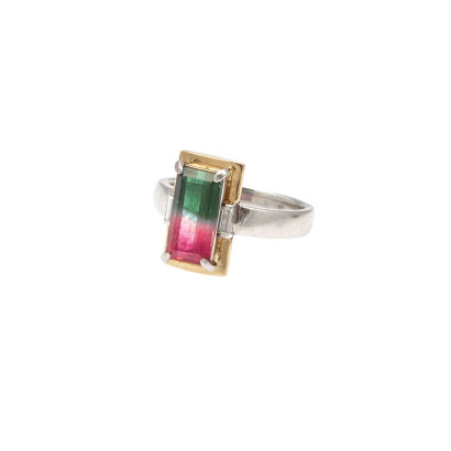 18ct and Platinum Watermelon Tourmaline Ring