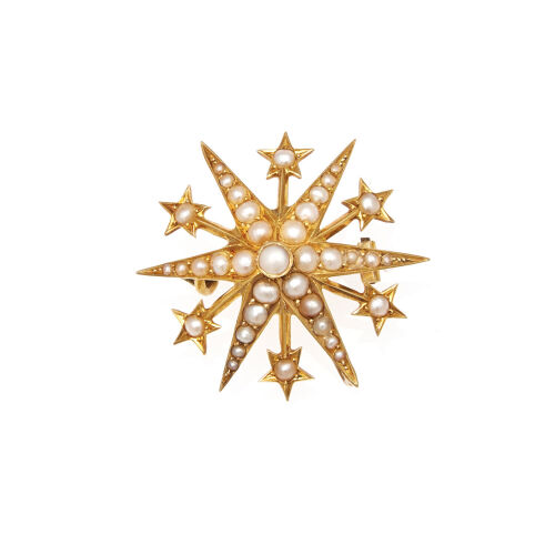 A Victorian Seed Pearl Star Brooch