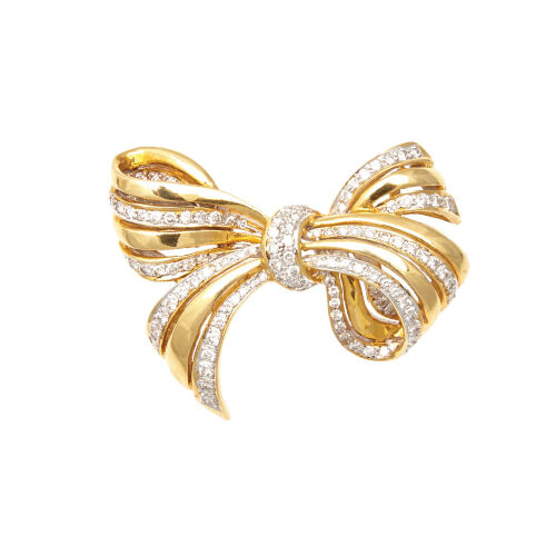 18ct Diamond Bow Brooch