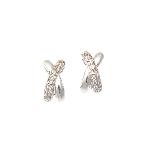 A Pair of 18ct White Gold Diamond Cross-Over Earrings