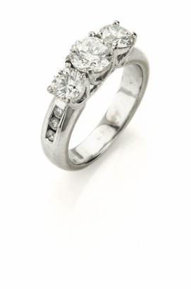 A Claw Set Three Stone Diamond Ring