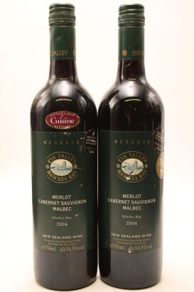 (2) 2004 Esk Valley Winemakers Reserve Merlot Malbec Cabernet, Gimblett Gravels