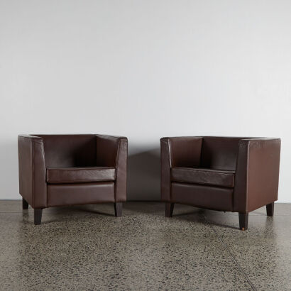 A Pair of Italian Leather Armchairs