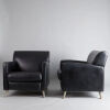 A Pair of Black Leather Armchairs - 2