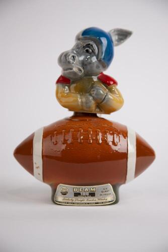 (1) Jim Beam Bourbon Whiskey Donkey Football decanter 750ml