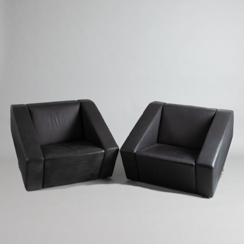 A Pair of Modernist Cubic Armchairs