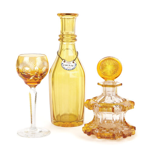 An Amber Veneitian Glass & Early-19th Century Liqueur Decanter (no stopper)