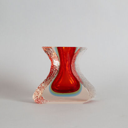 A Vintage Triple Sommerso Slab Vase