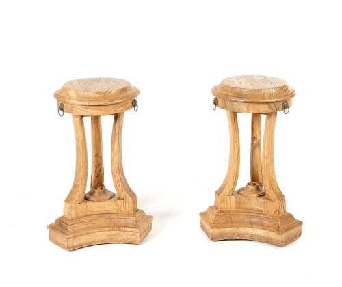 Two Circular Low Stands in Sandblasted Elm