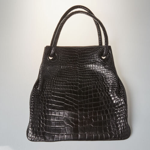 Large Crocodile Leather Tote Bag