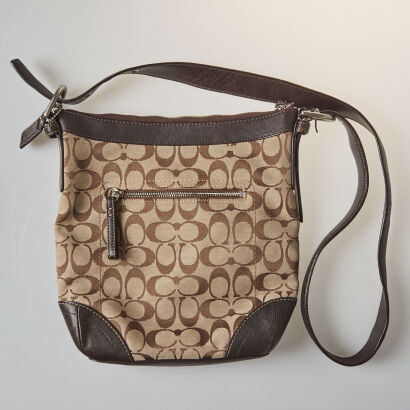 Coach Canvas and Brown Leather Bag