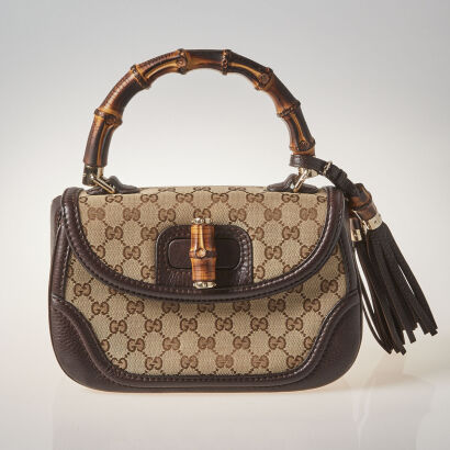 Gucci Canvas Bamboo Handle Bag
