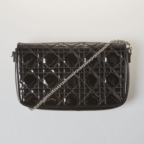 Dior Black Quilted Patent Handbag