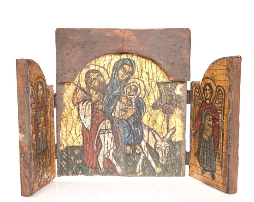 A Wooden Triptych Icon