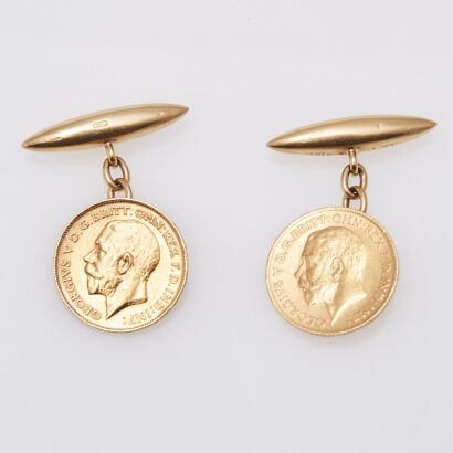 18ct Half Sovereign Cuff Links