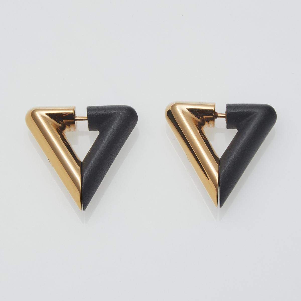 Louis Vuitton Essential V Stud Earrings Gold Metal