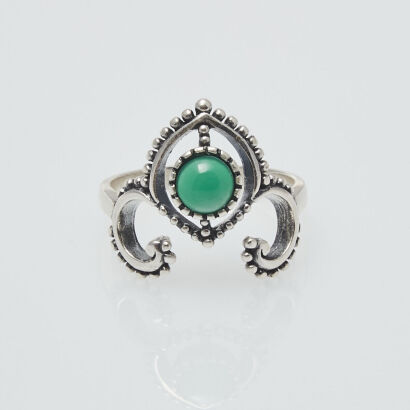 Silver Green Chalcedony Swirl Ring