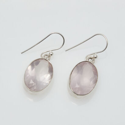 Silver Rose Quartz Earrings