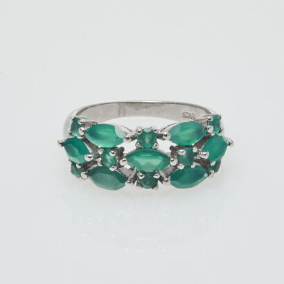 Silver Green Chalcedony Ring