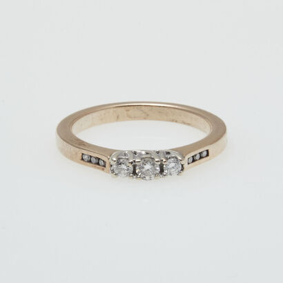 9ct Three Stone Diamond Ring