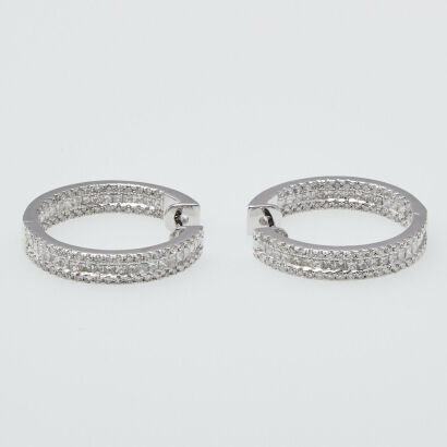 18ct White Gold Diamond Hoop Earrings