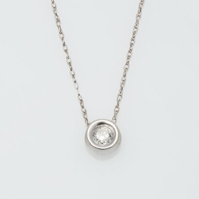 14ct White Gold Diamond Slider Pendant