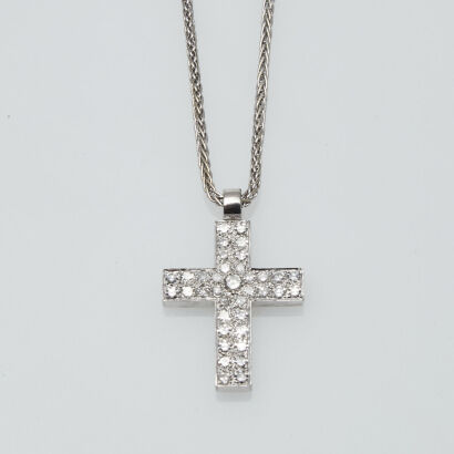 18ct Diamond Cross and Chain