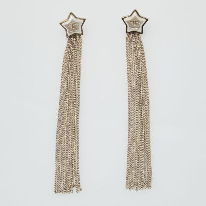 Chanel CC Star Fringe Earrings