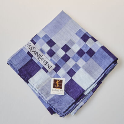 Yves Saint Laurent Geometric Blue Scarf