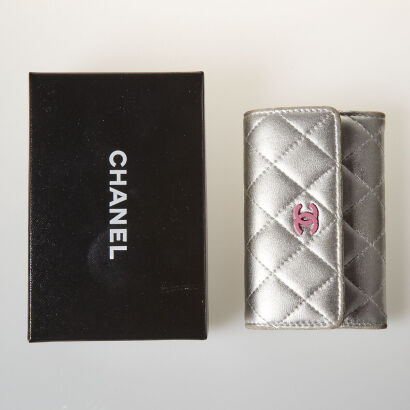 Chanel Metallic Quilted Card Holder