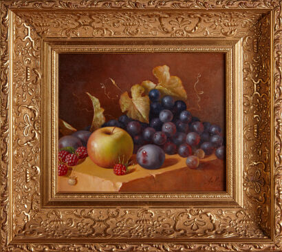 JOS KIVITS Still Life with Apple and Grapes