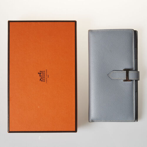 Hermes Bleu Lin Bearn Wallet