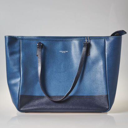 Coach Large Blue Leather Tote Bag
