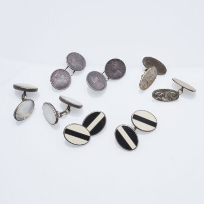 Four Pairs of Silver Cuff-Links