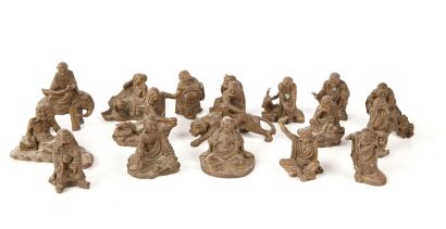 A Selection of Small Chinese Bronze Figures depicting the Arhats