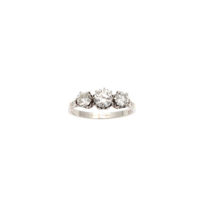 Platinum Estate Three Stone Diamond Ring