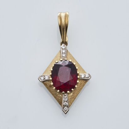 18ct Rubellite and Diamond Pendant
