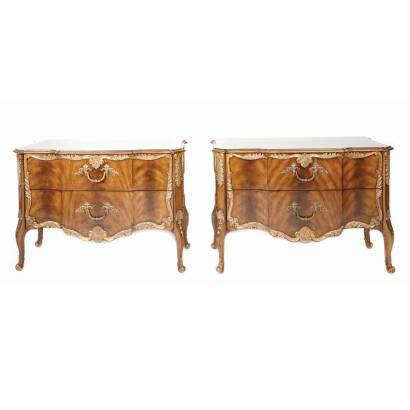 Two Louis XV Style Two Drawer Commodes